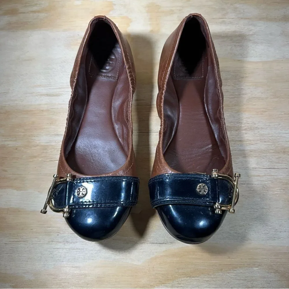 Tory Burch Sienna Brown and Black Ballet Flats Women’s Size 7